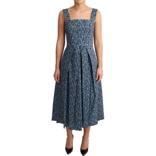 Dolce & Gabbana Blue Heart Cotton A-Line Stretch Dress DR2748-40