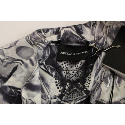 Arzu Kaprol Gray Blue Silk Sleeveless Top Shirt Blouse