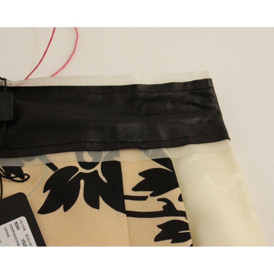 Caterina Gatta Beige Floral Print Silk Mini Skirt Caterina Gatta