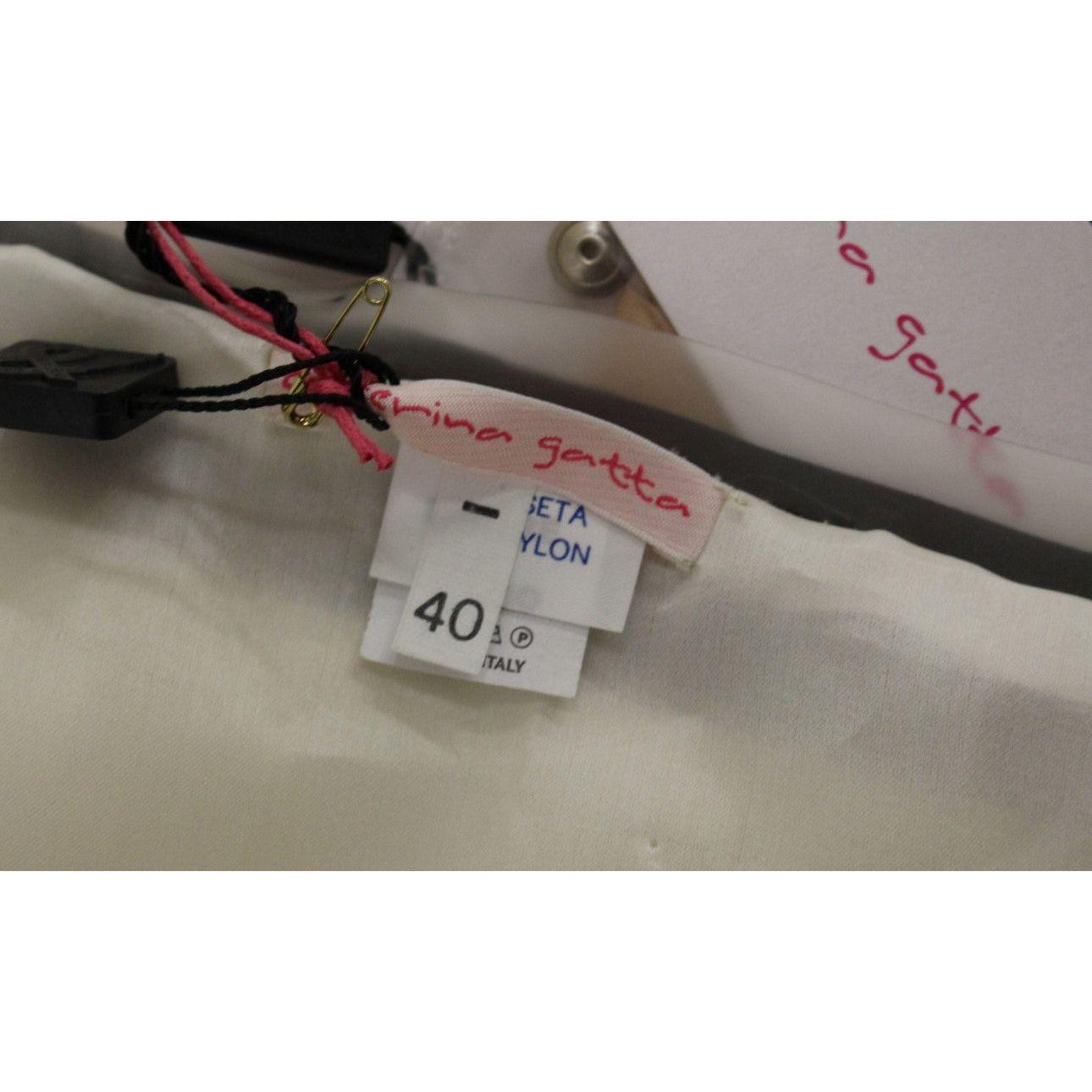 Caterina Gatta Beige Floral Print Silk Mini Skirt Caterina Gatta