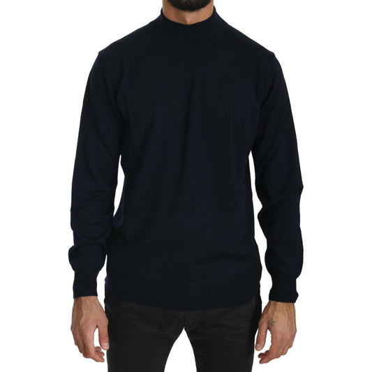 MILA SCHÖN Dark Blue Crewneck Pullover 100% Wool Sweater MIL10002-it50
