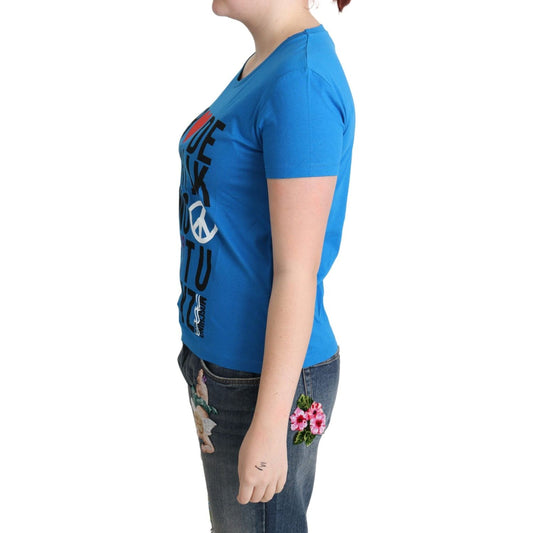 Moschino Blue Cotton Alphabet Letter Print Tops TSH5075-40