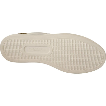 Dolce & Gabbana White Suede Leather Mens Low Tops Sneakers