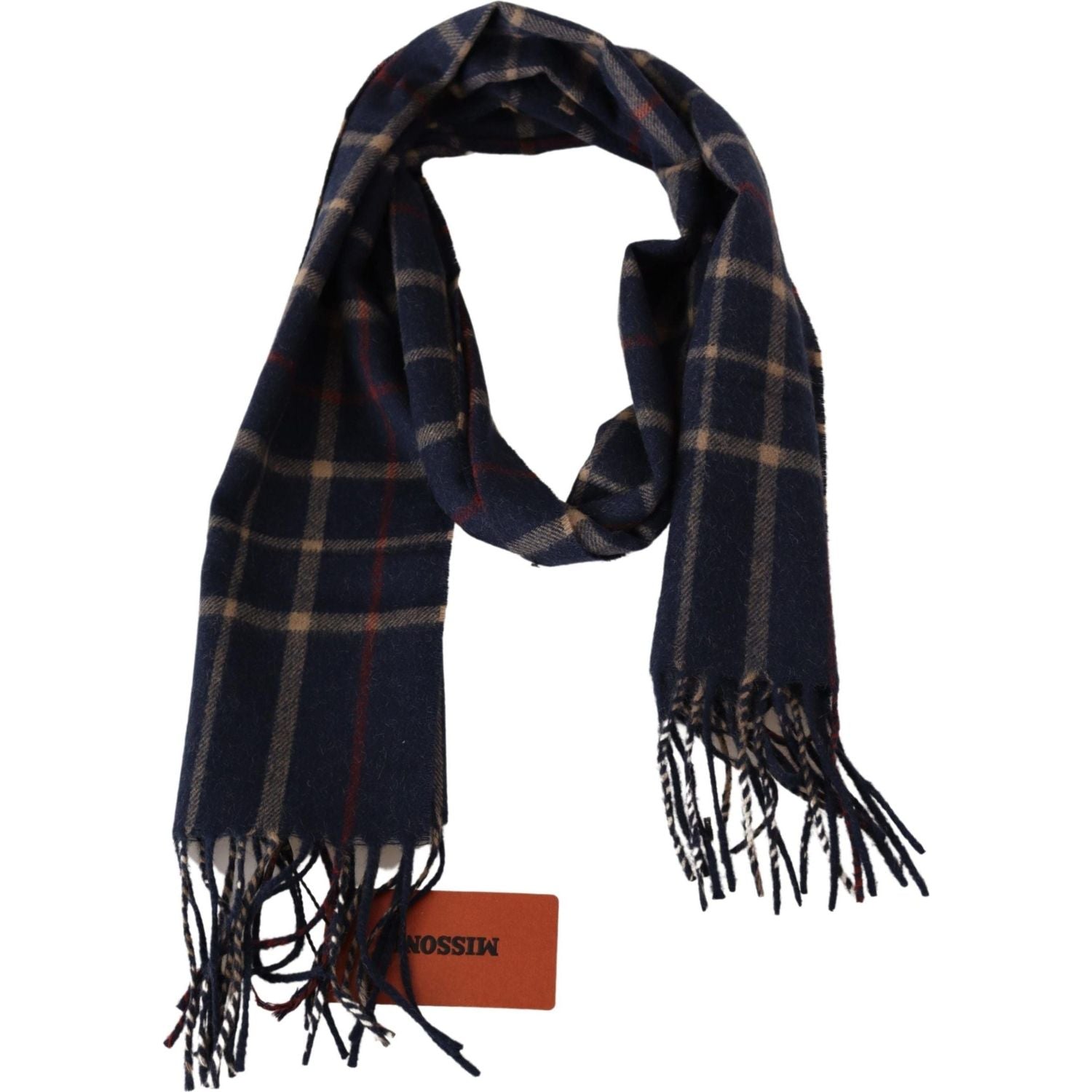 Missoni Black Checkered Unisex Neck Wrap Fringes Scarf