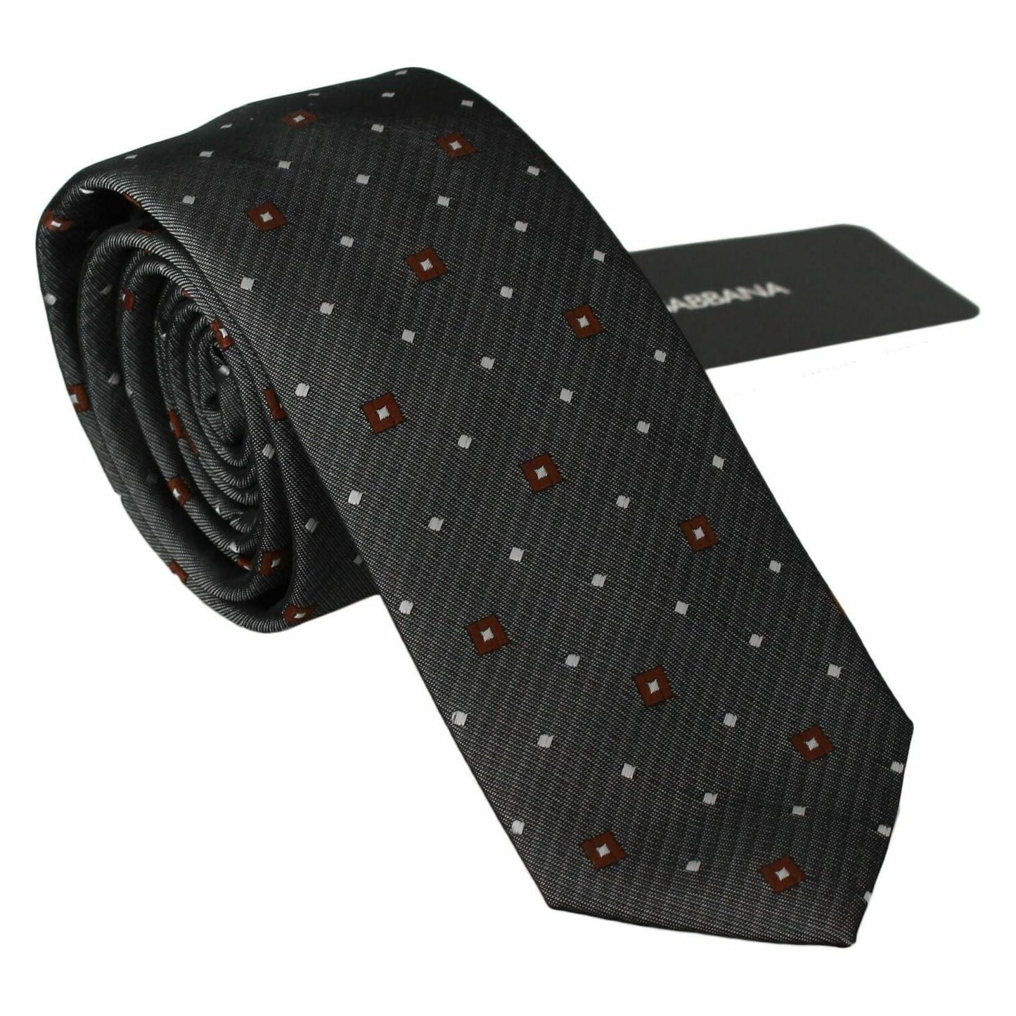 Dolce & Gabbana Gray Patterned Classic Mens Slim Necktie Dolce & Gabbana
