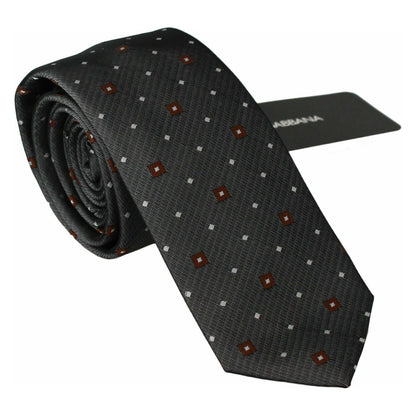 Dolce & Gabbana Gray Patterned Classic Mens Slim Necktie Dolce & Gabbana