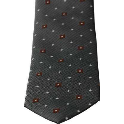 Dolce & Gabbana Gray Patterned Classic Mens Slim Necktie Dolce & Gabbana