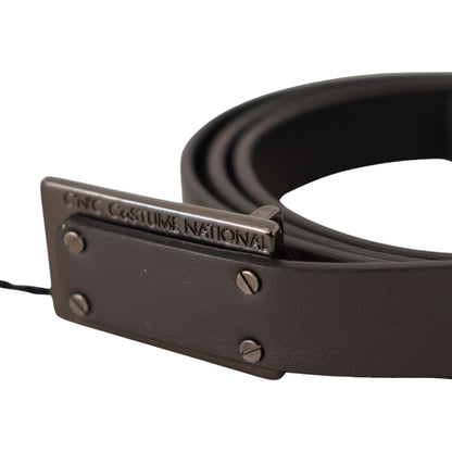 Costume National Dark Brown Leather Logo Buckle Belt Costume National