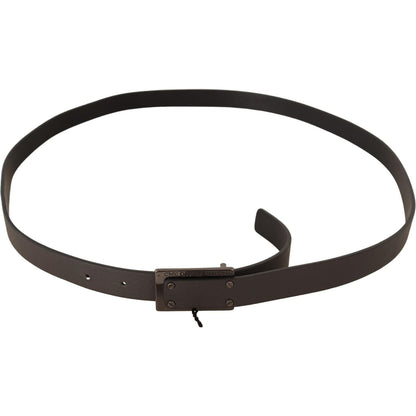 Costume National Dark Brown Leather Logo Buckle Belt Costume National