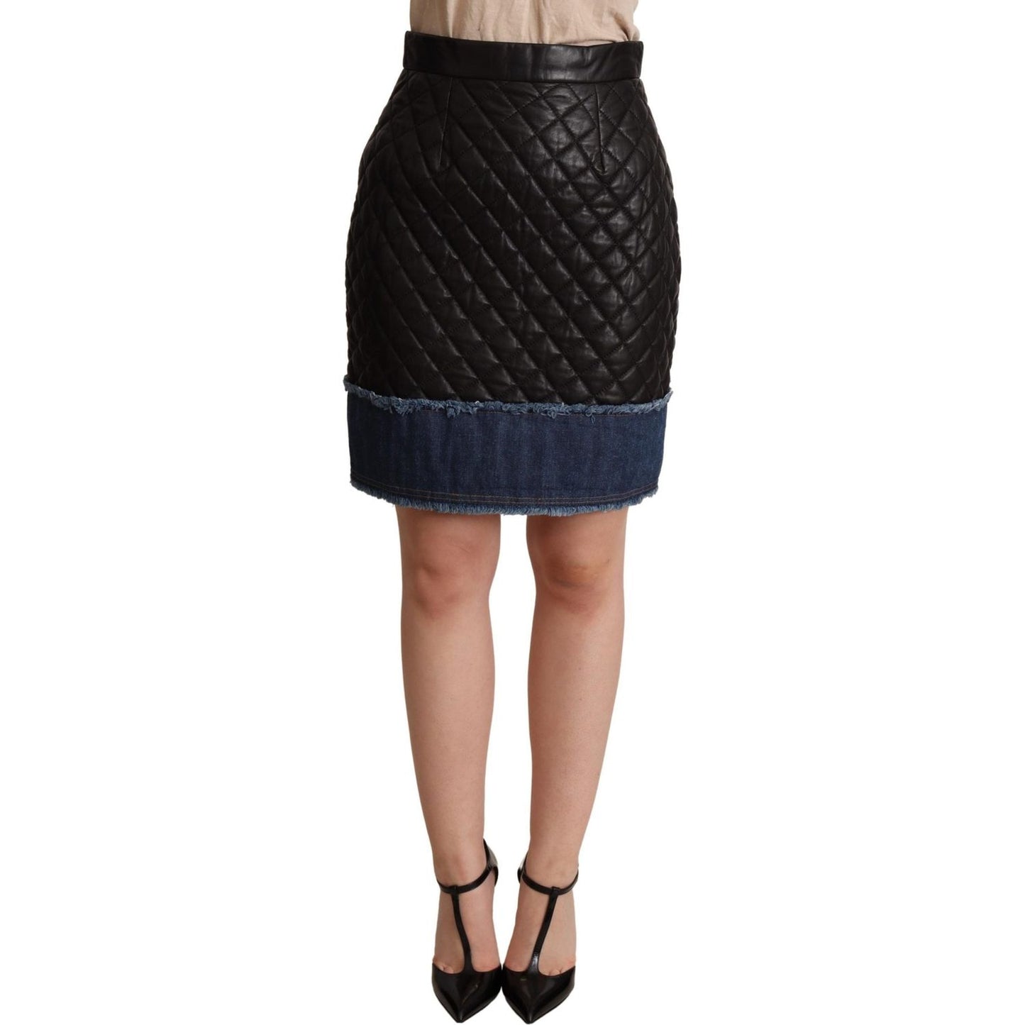 Dolce & Gabbana Black Quilted Leather Mini Skirts Dolce & Gabbana