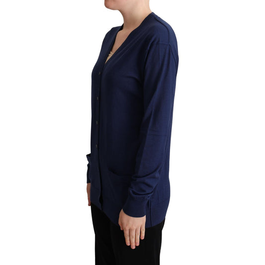 Dolce & Gabbana Blue Virgin Wool Button Down Cardigan Sweater TSH6009 -42