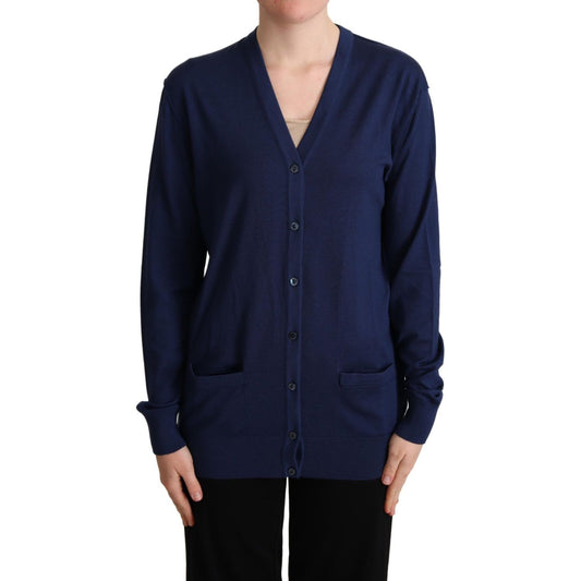 Dolce & Gabbana Blue Virgin Wool Button Down Cardigan Sweater TSH6009 -42
