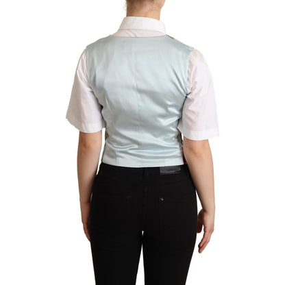 Dolce & Gabbana Mint Green Floral Silk Waistcoat Vest Dolce & Gabbana