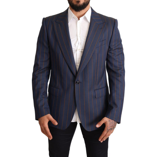 Dolce & Gabbana Blue Striped Wool Slim Fit Blazer Jacket JKT2959-54