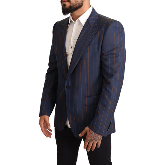Dolce & Gabbana Blue Striped Wool Slim Fit Blazer Jacket JKT2959-54