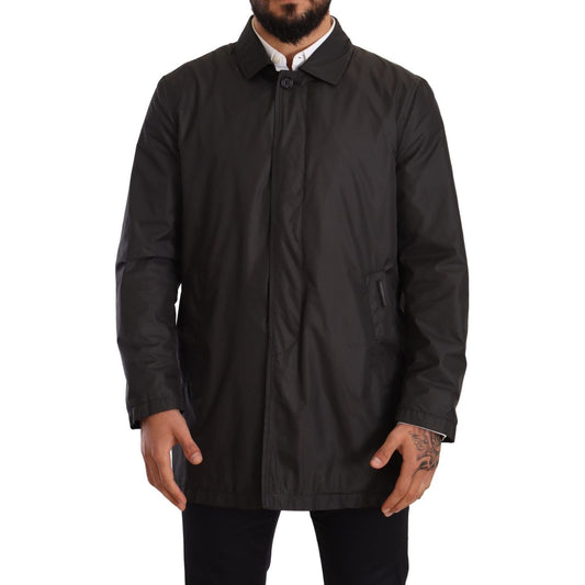 Dolce & Gabbana Black Polyester Mens Trench Coat Jacket Dolce & Gabbana