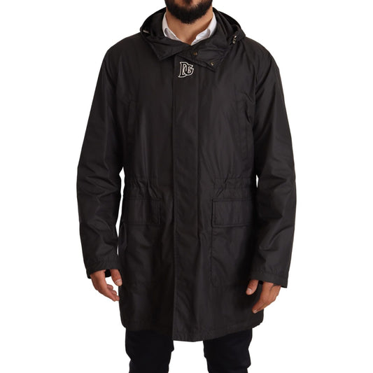 Dolce & Gabbana Black Hooded Mens Trench Coat Jacket Dolce & Gabbana