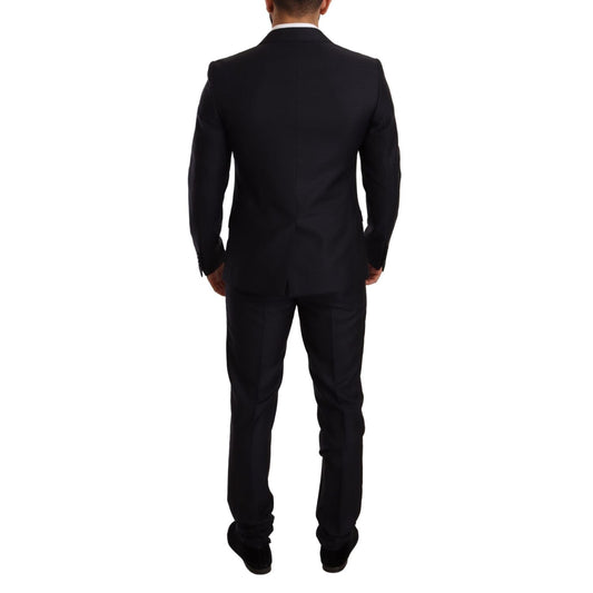 Dolce & Gabbana Blue Pattern MARTINI SLIM FIT 2 Piece Suit