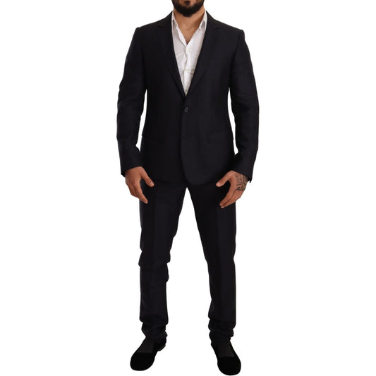 Dolce & Gabbana Blue Pattern MARTINI SLIM FIT 2 Piece Suit KOS1887-46