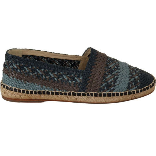 Dolce & Gabbana Blue Gray Slip On Buffalo Espadrille Shoes 1728,67345645728,Blue,Dolce & Gabbana,Espadrilles - Flats - Shoes,EU40/US7,Flats - Shoes,Loafers - Men - Shoes,Material: 100% Leather,Men,Men - Shoes,New with tags,Shoes