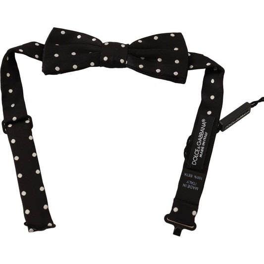Dolce & Gabbana Black White Polka Dot Silk Adjustable Neck Papillon Bow Tie Dolce & Gabbana