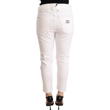 CYCLE White Mid Waist Slim Fit Skinny Cotton Stretch Trouser CYCLE