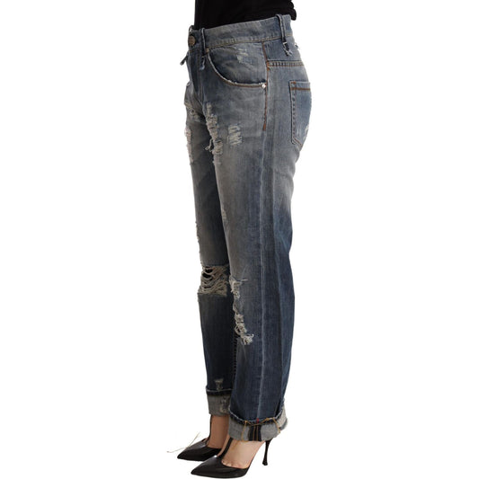 Acht Blue Tattered Mid Waist Straight Denim Trouser PAN71242 -26