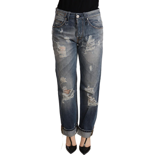 Acht Blue Tattered Mid Waist Straight Denim Trouser PAN71242 -26