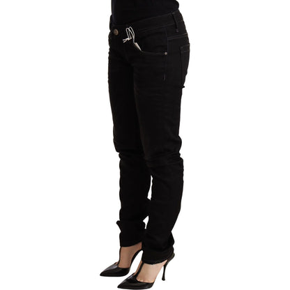 Acht Black Low Waist Skinny Denim Cotton Trouser Acht