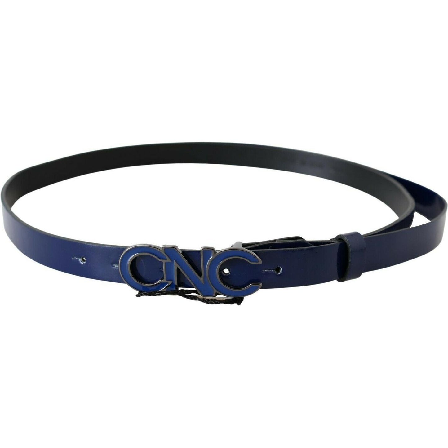 Costume National Blue Leather Logo Skinny Fashion Belt BEL61063- 85