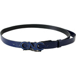 Costume National Blue Leather Logo Skinny Fashion Belt BEL61063- 85