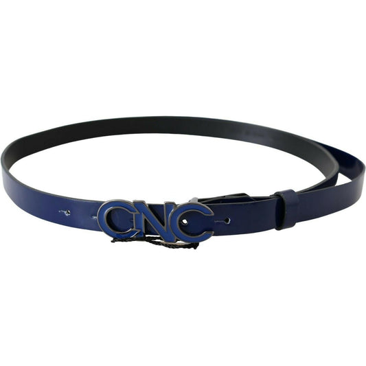 Costume National Blue Leather Logo Skinny Fashion Belt BEL61063- 85