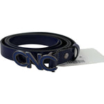 Costume National Blue Leather Logo Skinny Fashion Belt BEL61063- 85