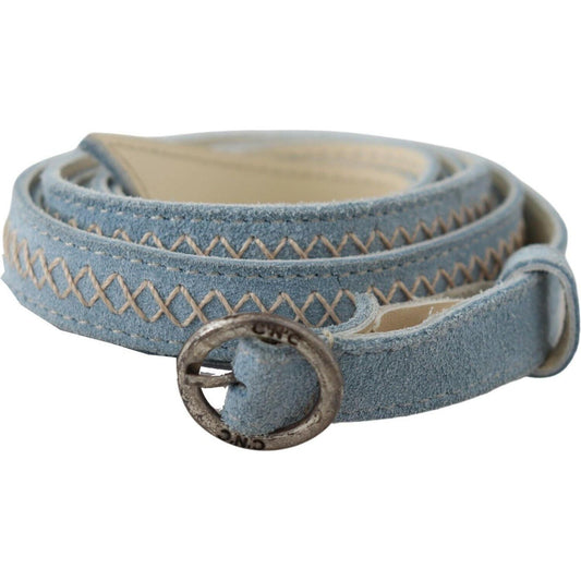 Costume National Blue Skinny Leather Fashion Waist Belt BEL61059- 175cm