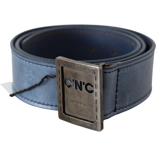 Costume National Blue Normal Leather Logo Buckle Belt BEL61055 -85