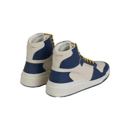 Saint Laurent Blue Calf Leather Mid Top Sneakers 1728,67466920096,Blue,EU40/US7,EU41/US8,EU42/US9,High Tops - Sneakers - Shoes,Men,Men - Shoes,New with tags,Saint Laurent,Shoes,Sneakers - Men - Shoes,Sneakers - Shoes
