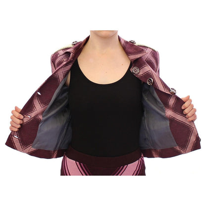 House of Holland Check Trench Coat Blazer Purple Jacket House of Holland