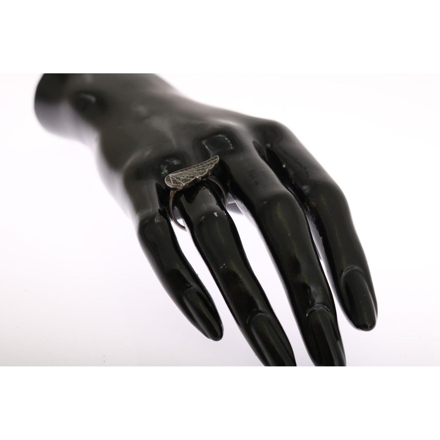 Nialaya Silver Womens Black CZ Rhodium 925 Ring Nialaya