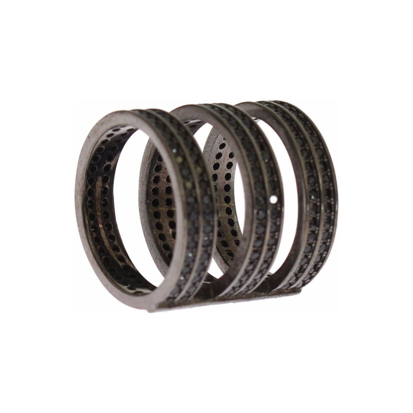 Nialaya Black CZ Rhodium 925 Silver Ring Nialaya