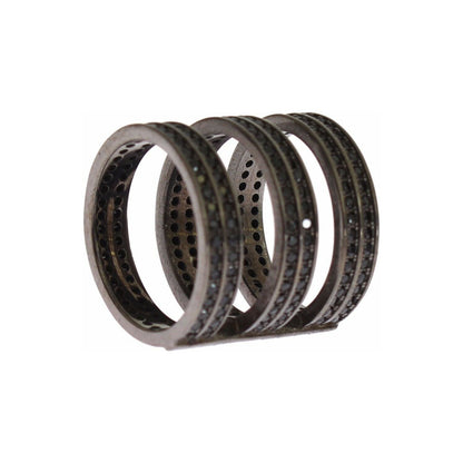 Nialaya Black CZ Rhodium 925 Silver Ring Nialaya