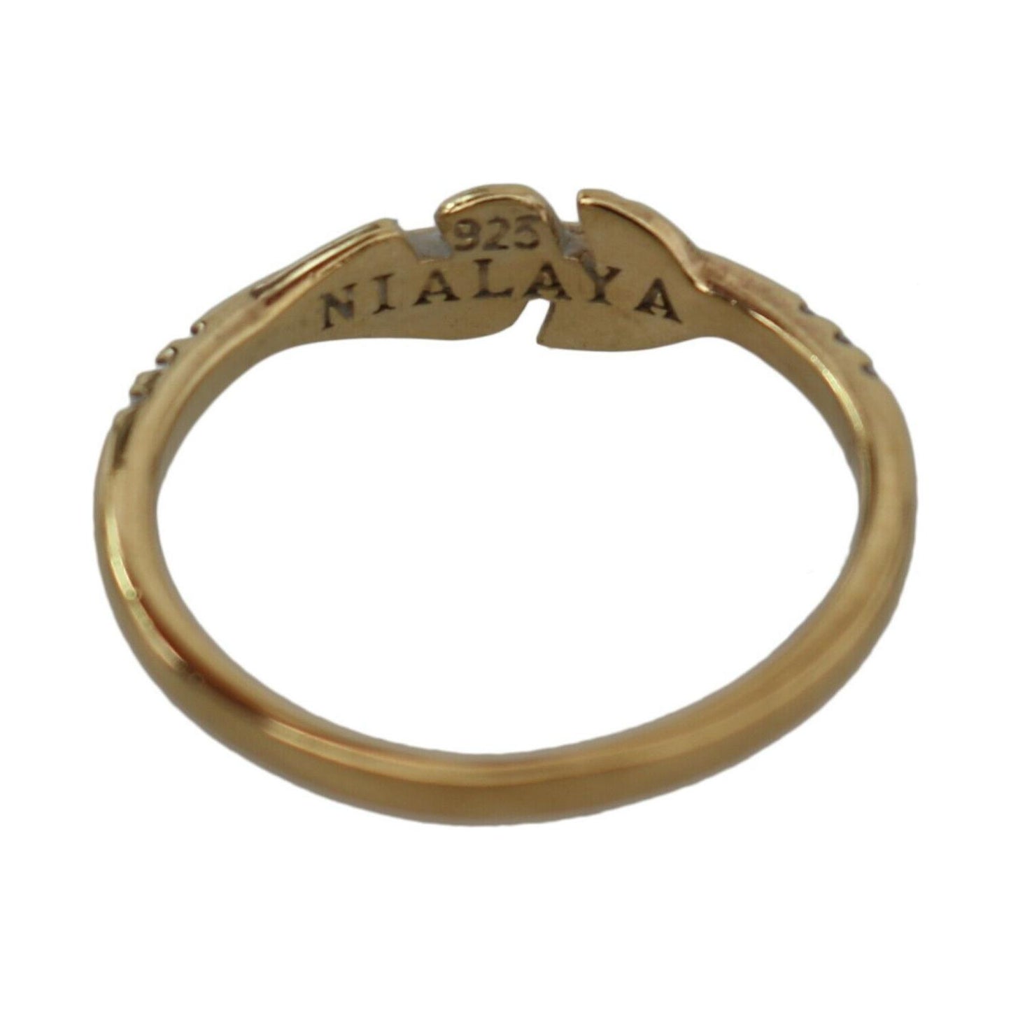 Nialaya Gold Feather Clear CZ 925 Silver Women Nialaya