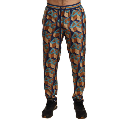 Dolce & Gabbana Multicolor Patterned Joggers Silk Pants Jeans & Pants