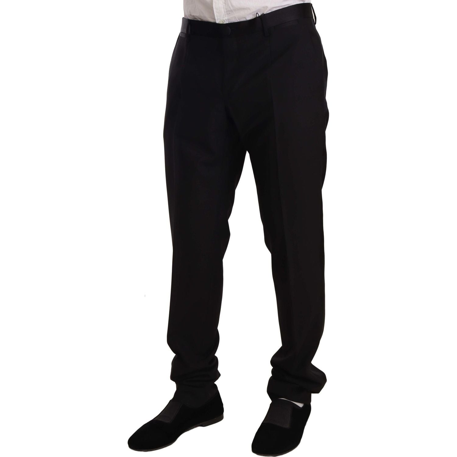 Dolce & Gabbana Black Wool Formal Tuxedo Trouser Pants