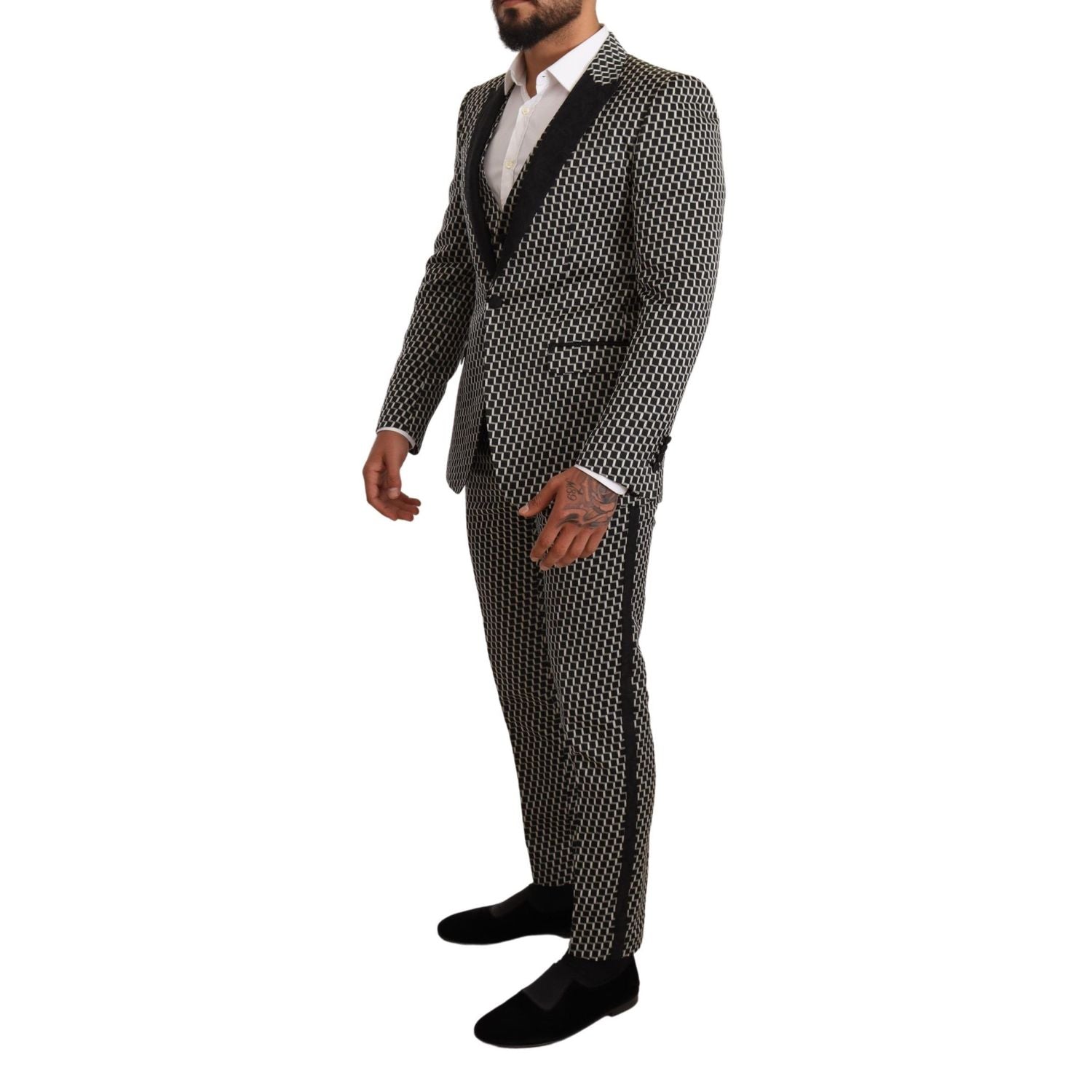 Dolce & Gabbana Dark Gray Check 3 Piece Set MARTINI Suit