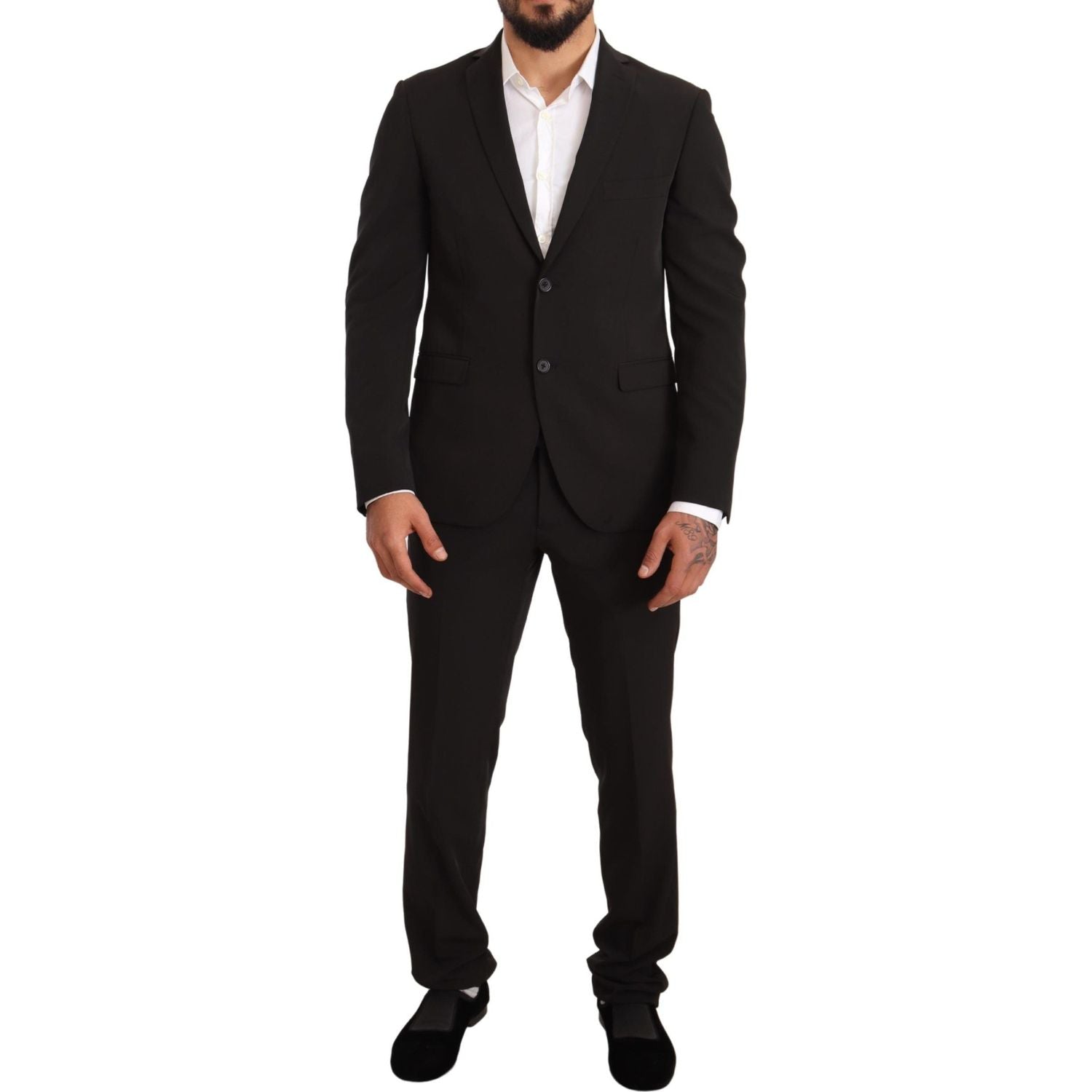 Domenico Tagliente Black Polyester Slim 2 Piece Set TAGLIENTE Suit