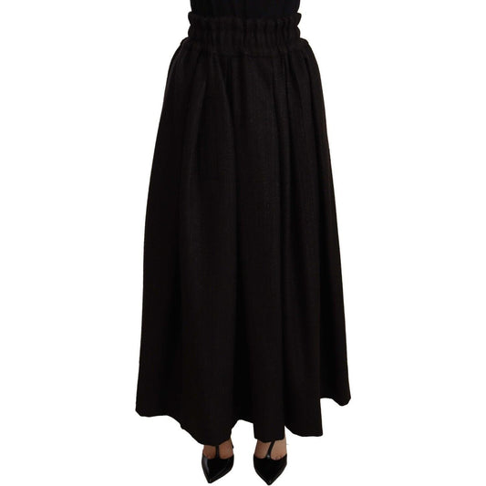 Dolce & Gabbana Black Wool High Waist Maxi PIECE Skirt Dolce & Gabbana
