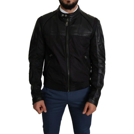 Dolce & Gabbana Black Nylon Full Zip Men Bomber Coat Jacket Dolce & Gabbana