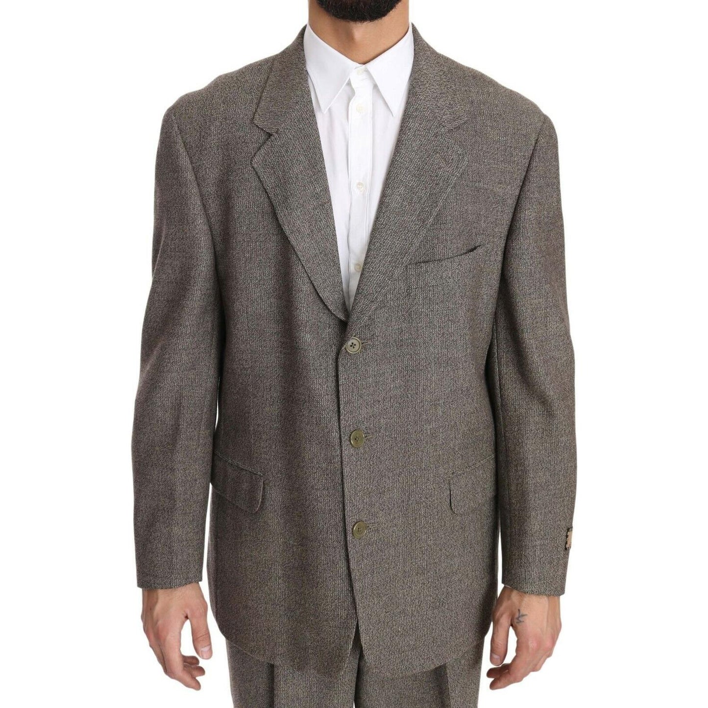 Fendi Brown Wool Regular Single Breasted Suit Fendi