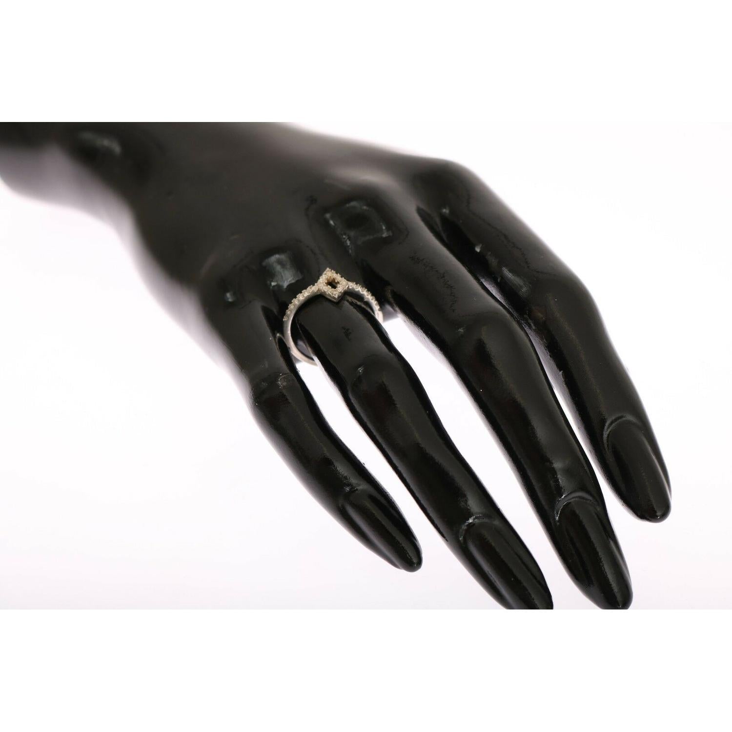 Nialaya Silver Rhombus Womens Clear CZ 925 Silver Ring