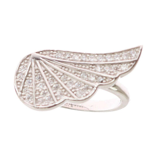 Nialaya Silver Womens Wing Clear CZ 925 Silver Ring Nialaya